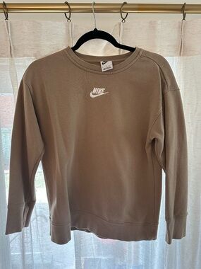 Nike Taupe Crewneck Sweatshirt with White Swoosh